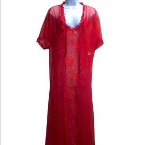 Vintage Red Peignoir set M
